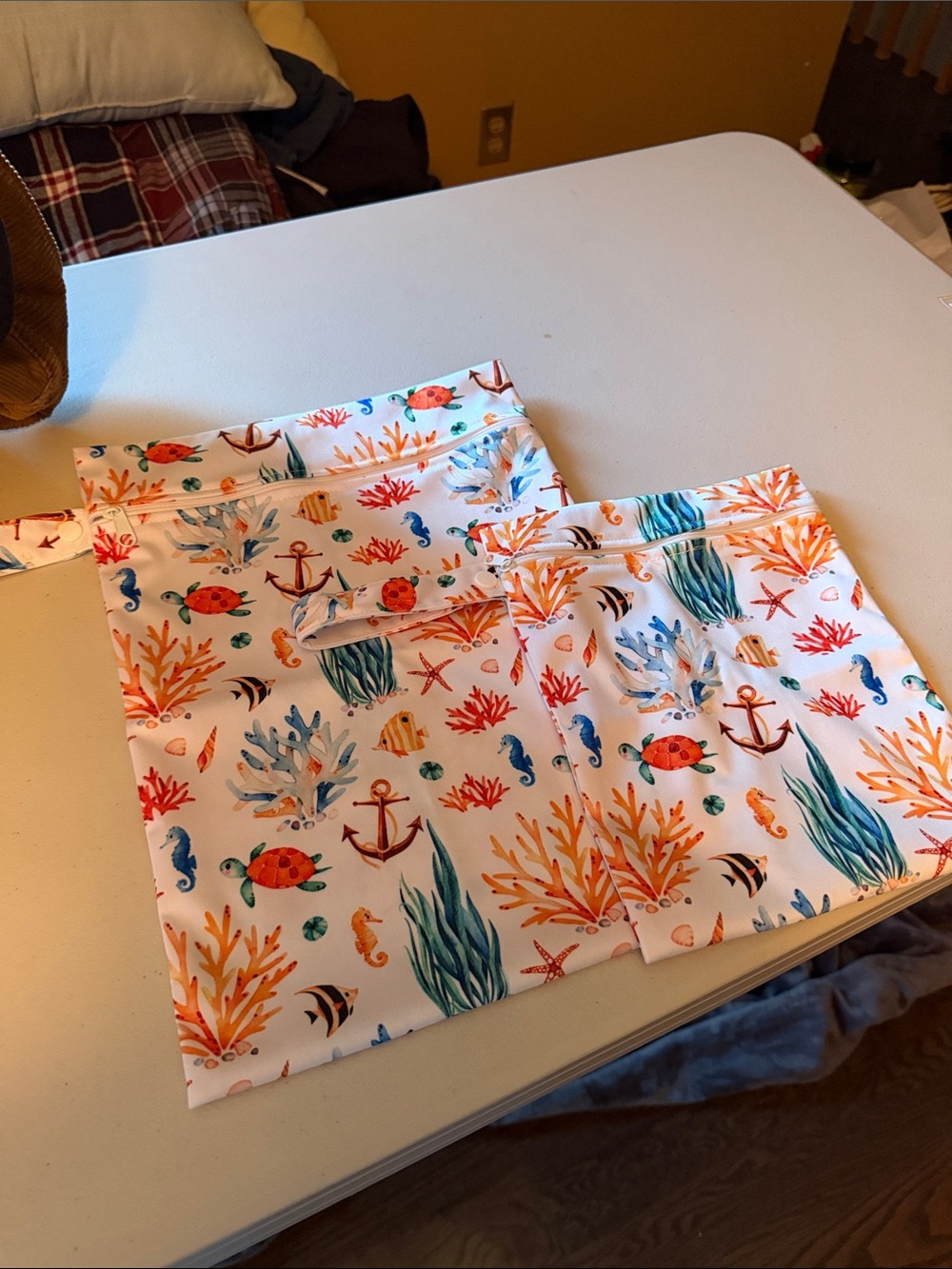 Sea Life Waterproof Wet Bag Set - Coral & Aqua Print